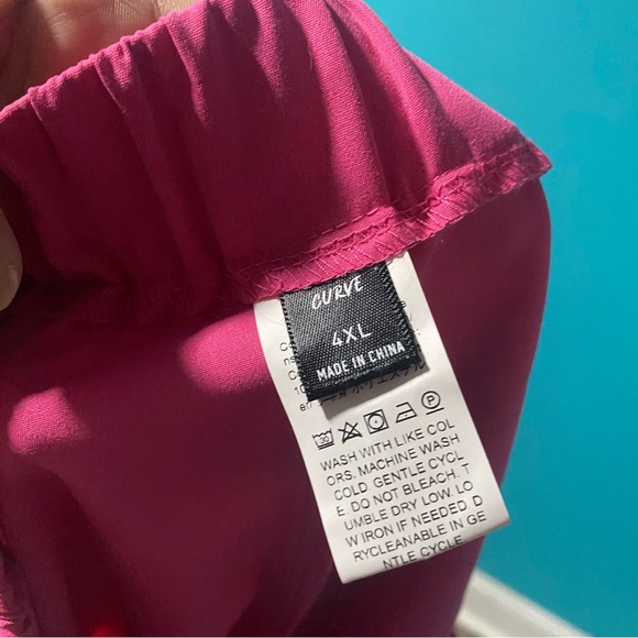 Shein Curve 4X Pink Ruched Stacked Pants Elastic Back Waist - Picture 6 of 6